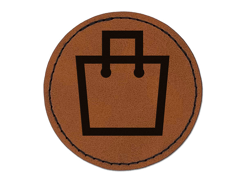 Purse Outline Shopping Round Iron-On Engraved Faux Leather Patch Applique - 2.5"