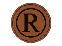 Registered Trademark Symbol Round Iron-On Engraved Faux Leather Patch Applique - 2.5"