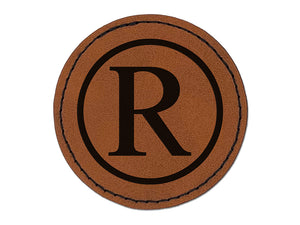 Registered Trademark Symbol Round Iron-On Engraved Faux Leather Patch Applique - 2.5"