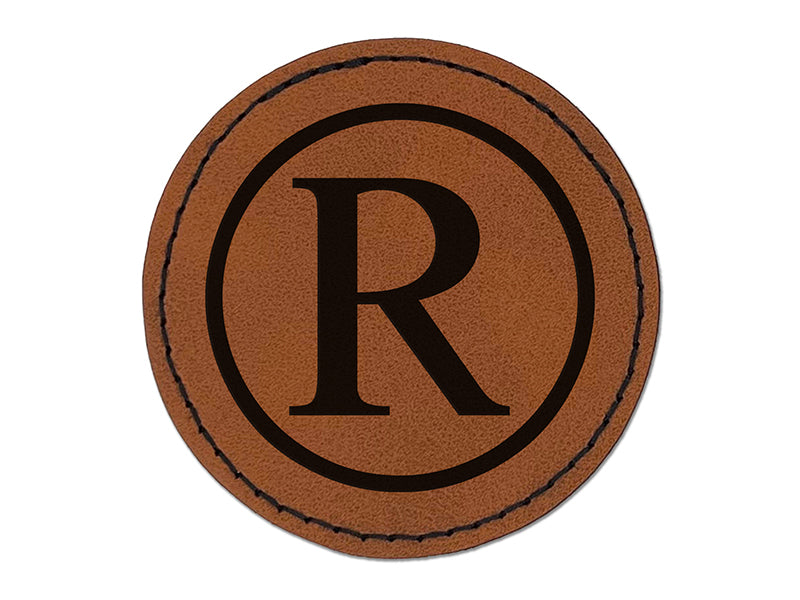 Registered Trademark Symbol Round Iron-On Engraved Faux Leather Patch Applique - 2.5"