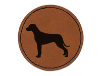 Rhodesian Ridgeback Dog Solid Round Iron-On Engraved Faux Leather Patch Applique - 2.5"
