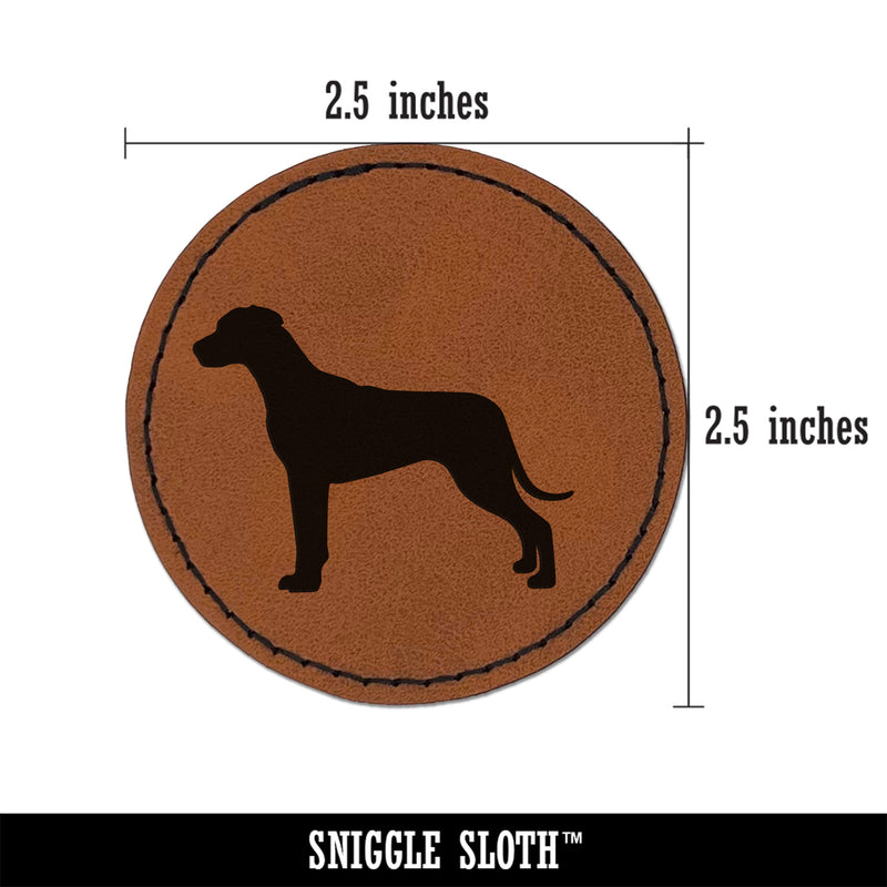 Rhodesian Ridgeback Dog Solid Round Iron-On Engraved Faux Leather Patch Applique - 2.5"