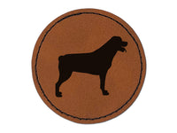 Rottweiler Dog Solid Round Iron-On Engraved Faux Leather Patch Applique - 2.5"