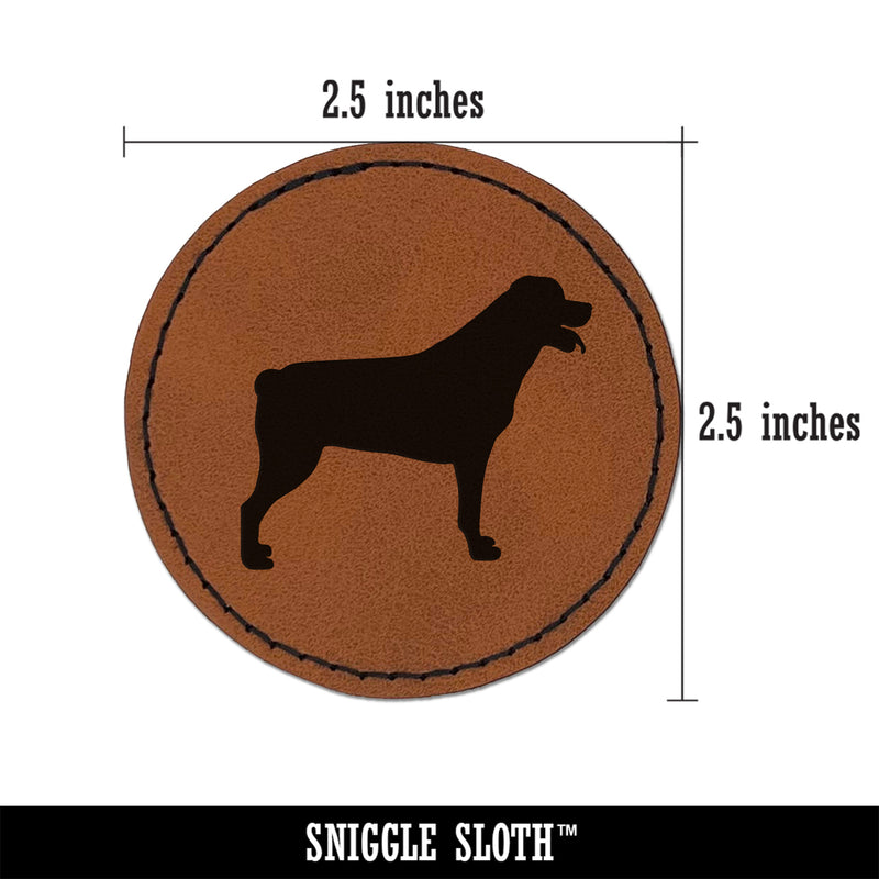 Rottweiler Dog Solid Round Iron-On Engraved Faux Leather Patch Applique - 2.5"