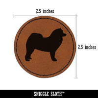 Samoyed Dog Solid Round Iron-On Engraved Faux Leather Patch Applique - 2.5"
