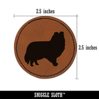 Shetland Sheepdog Sheltie Dog Solid Round Iron-On Engraved Faux Leather Patch Applique - 2.5"