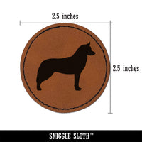 Siberian Husky Dog Solid Round Iron-On Engraved Faux Leather Patch Applique - 2.5"