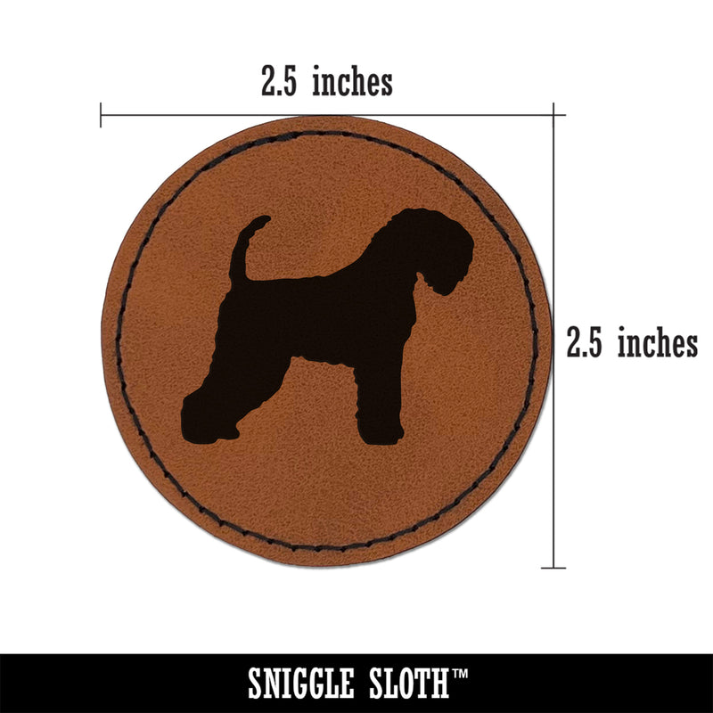 Soft Coated Wheaten Terrier Dog Solid Round Iron-On Engraved Faux Leather Patch Applique - 2.5"