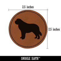 St Bernard Saint Dog Solid Round Iron-On Engraved Faux Leather Patch Applique - 2.5"