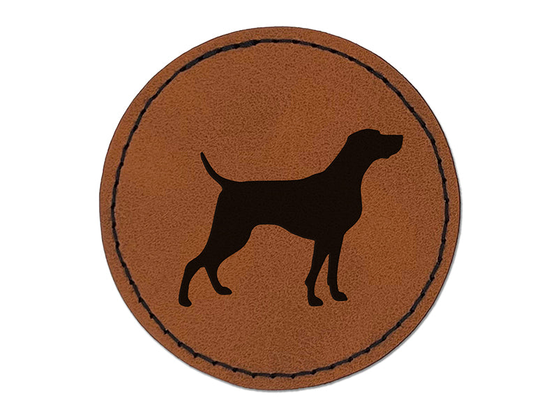Weimaraner Dog Solid Round Iron-On Engraved Faux Leather Patch Applique - 2.5"