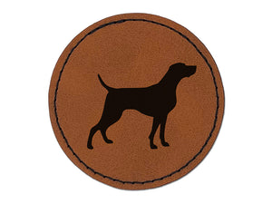 Weimaraner Dog Solid Round Iron-On Engraved Faux Leather Patch Applique - 2.5"