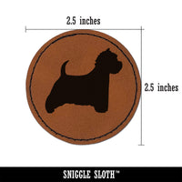Westie West Highland White Terrier Dog Solid Round Iron-On Engraved Faux Leather Patch Applique - 2.5"