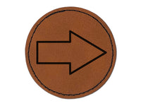 Arrow Rounded Corners Outline Round Iron-On Engraved Faux Leather Patch Applique - 2.5"