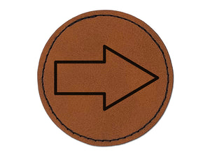Arrow Rounded Corners Outline Round Iron-On Engraved Faux Leather Patch Applique - 2.5"