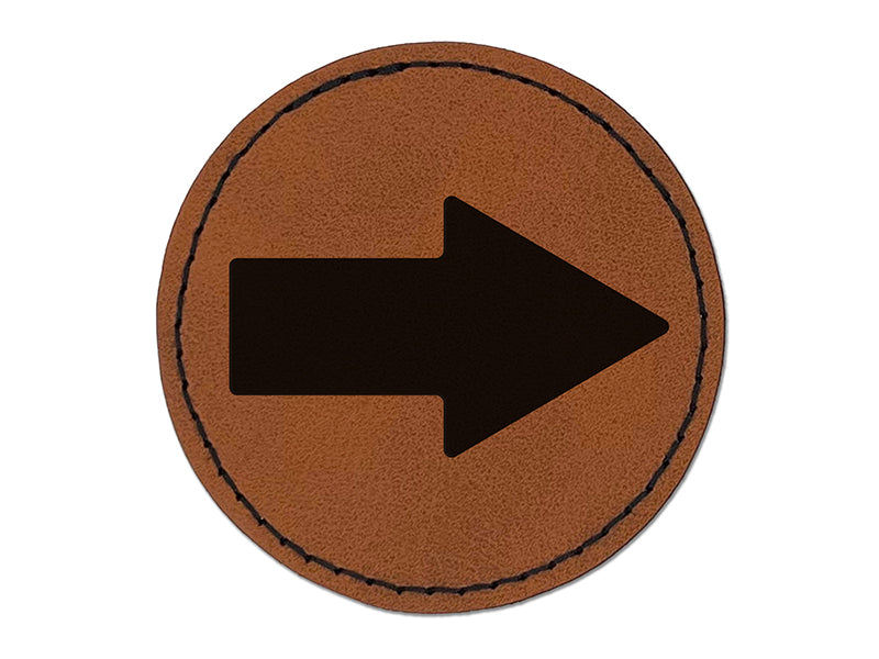 Arrow Rounded Corners Solid Round Iron-On Engraved Faux Leather Patch Applique - 2.5"
