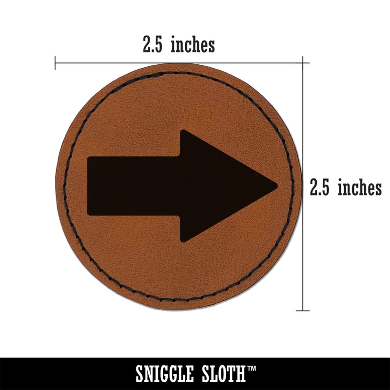 Arrow Rounded Corners Solid Round Iron-On Engraved Faux Leather Patch Applique - 2.5"