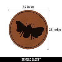 Bee Solid Round Iron-On Engraved Faux Leather Patch Applique - 2.5"