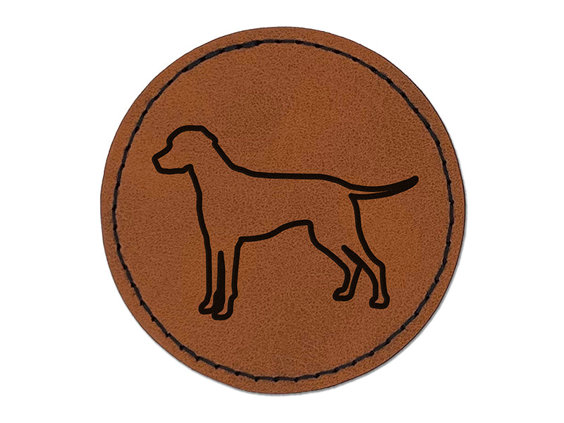 Dalmatian Dog Outline Round Iron-On Engraved Faux Leather Patch Applique - 2.5"