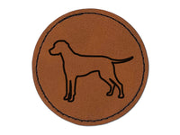 Dalmatian Dog Outline Round Iron-On Engraved Faux Leather Patch Applique - 2.5"