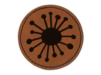 Dandelion Doodle Round Iron-On Engraved Faux Leather Patch Applique - 2.5"