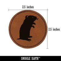 Gerbil Standing Profile Round Iron-On Engraved Faux Leather Patch Applique - 2.5"