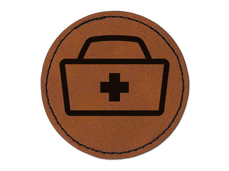 Nurse Cap Hat Round Iron-On Engraved Faux Leather Patch Applique - 2.5"