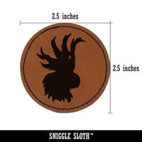 Parrot Head Bird Solid Round Iron-On Engraved Faux Leather Patch Applique - 2.5"