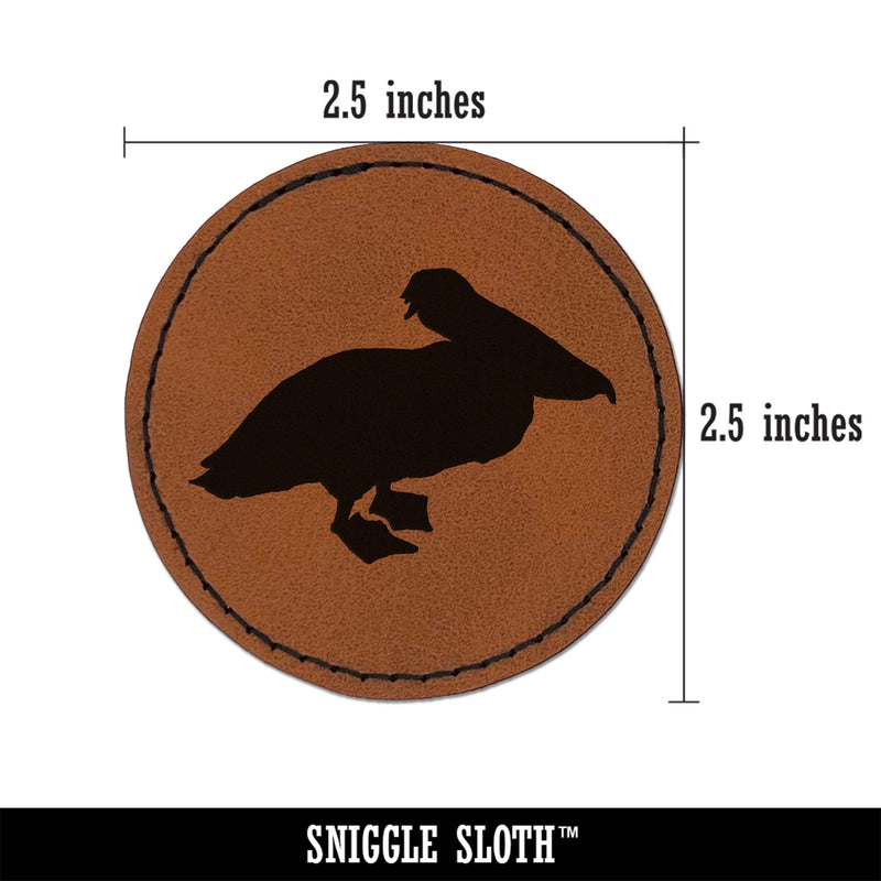 Pelican Bird Solid Round Iron-On Engraved Faux Leather Patch Applique - 2.5"