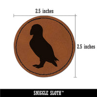 Puffin Bird Solid Round Iron-On Engraved Faux Leather Patch Applique - 2.5"