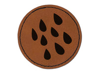 Rain Shower Round Iron-On Engraved Faux Leather Patch Applique - 2.5"