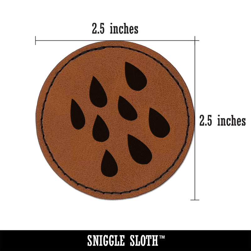 Rain Shower Round Iron-On Engraved Faux Leather Patch Applique - 2.5"