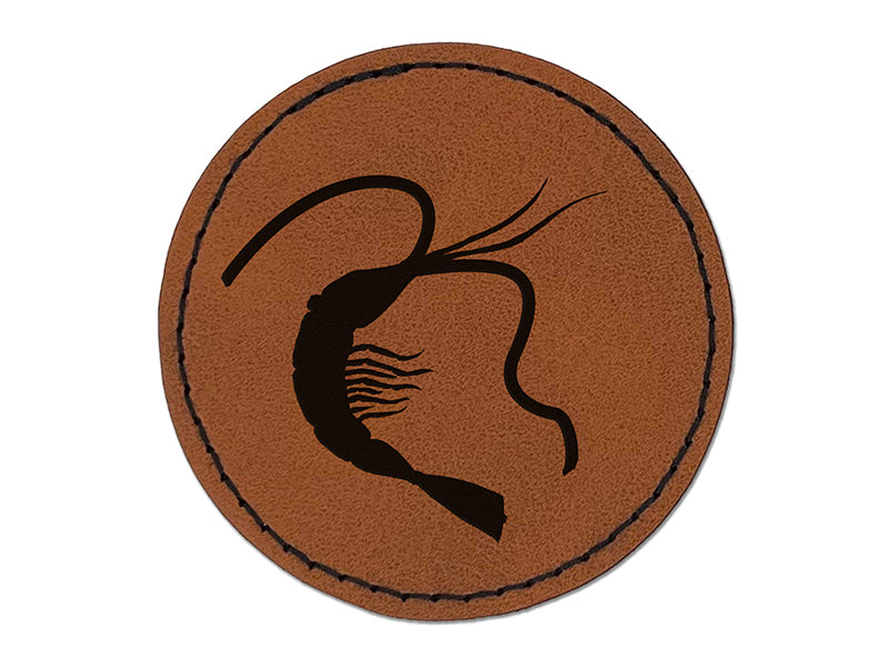 Shrimp Solid Round Iron-On Engraved Faux Leather Patch Applique - 2.5"