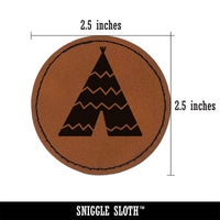 Tipi Teepee Round Iron-On Engraved Faux Leather Patch Applique - 2.5"