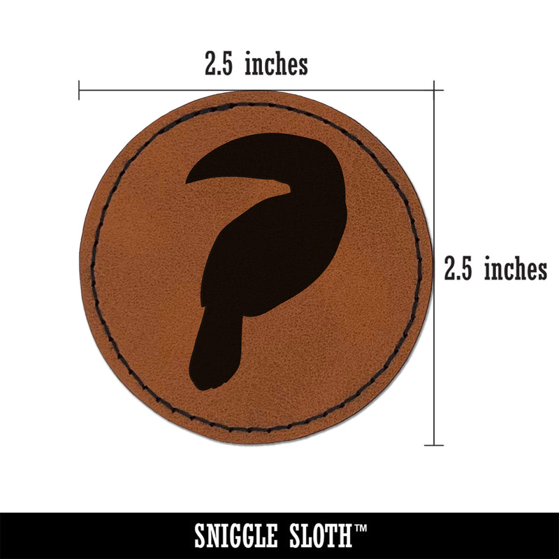 Toucan Solid Round Iron-On Engraved Faux Leather Patch Applique - 2.5"