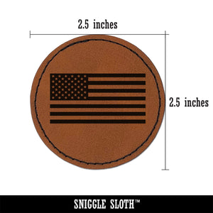 USA United States of America Flag Round Iron-On Engraved Faux Leather Patch Applique - 2.5"