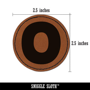 Letter O Uppercase Fun Bold Font Round Iron-On Engraved Faux Leather Patch Applique - 2.5"