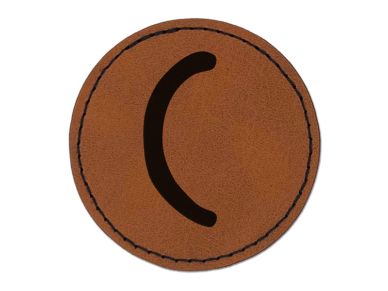 Letter C Uppercase Felt Marker Font Round Iron-On Engraved Faux Leather Patch Applique - 2.5"