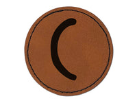 Letter C Uppercase Felt Marker Font Round Iron-On Engraved Faux Leather Patch Applique - 2.5"