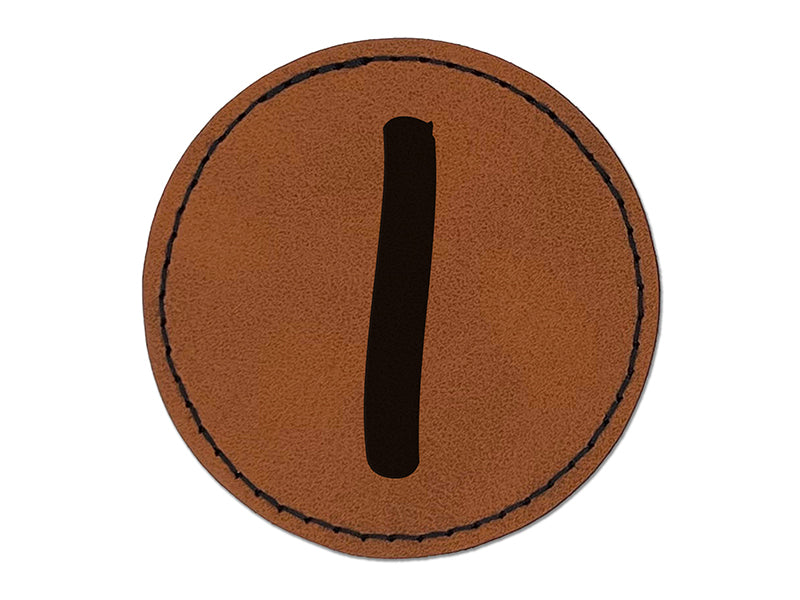 Letter I Uppercase Felt Marker Font Round Iron-On Engraved Faux Leather Patch Applique - 2.5"