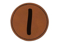 Letter I Uppercase Felt Marker Font Round Iron-On Engraved Faux Leather Patch Applique - 2.5"