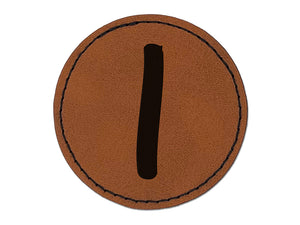 Letter I Uppercase Felt Marker Font Round Iron-On Engraved Faux Leather Patch Applique - 2.5"
