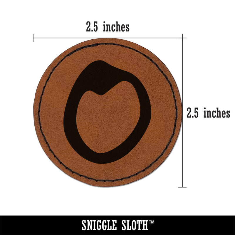 Letter O Uppercase Felt Marker Font Round Iron-On Engraved Faux Leather Patch Applique - 2.5"