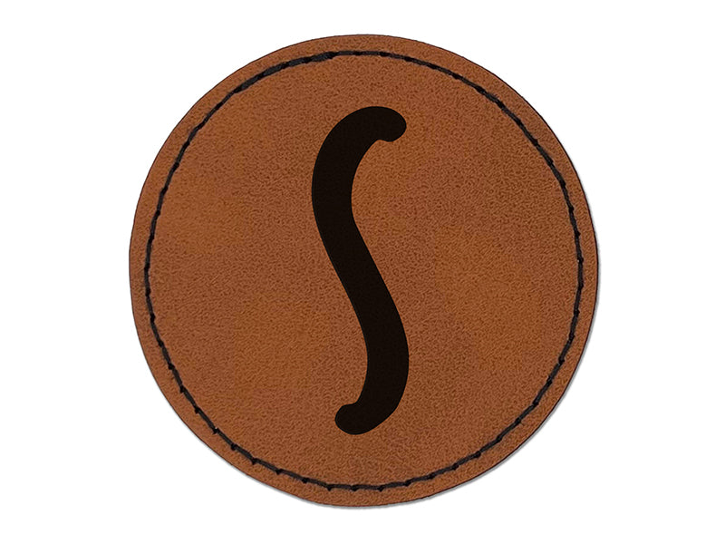 Letter S Uppercase Felt Marker Font Round Iron-On Engraved Faux Leather Patch Applique - 2.5"