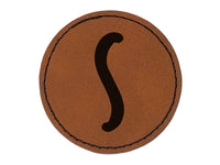 Letter S Uppercase Felt Marker Font Round Iron-On Engraved Faux Leather Patch Applique - 2.5"
