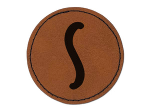 Letter S Uppercase Felt Marker Font Round Iron-On Engraved Faux Leather Patch Applique - 2.5"