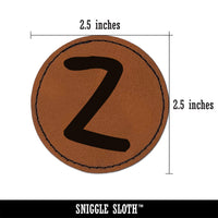 Letter Z Uppercase Felt Marker Font Round Iron-On Engraved Faux Leather Patch Applique - 2.5"