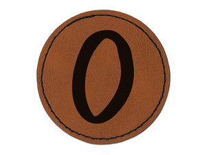 Number 0 Zero Felt Marker Font Round Iron-On Engraved Faux Leather Patch Applique - 2.5"