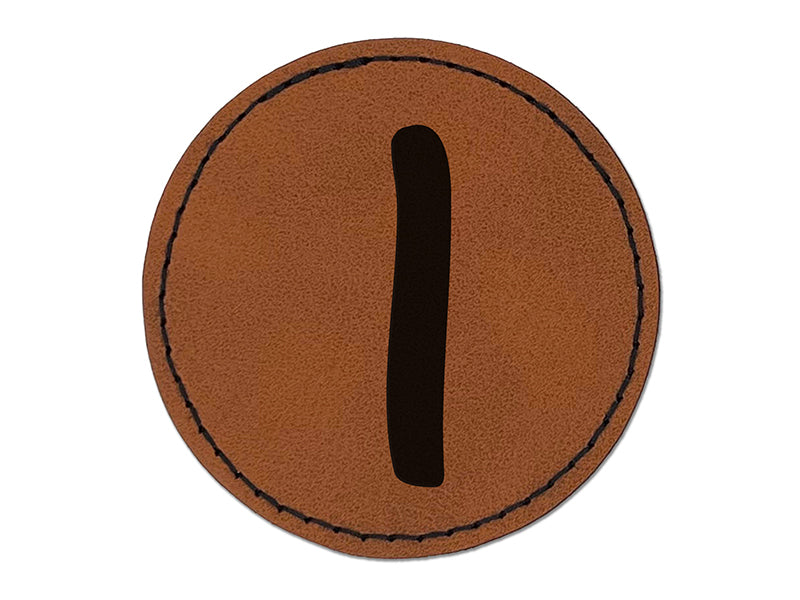 Number 1 One Felt Marker Font Round Iron-On Engraved Faux Leather Patch Applique - 2.5"