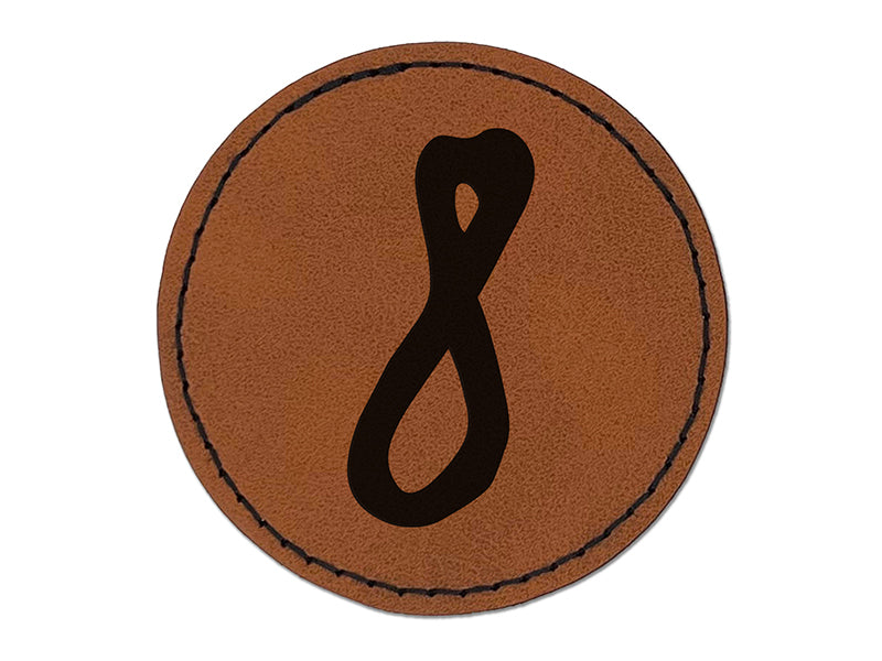 Number 8 Eight Felt Marker Font Round Iron-On Engraved Faux Leather Patch Applique - 2.5"