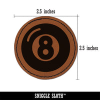 8 Eight Ball Billiards Pool Round Iron-On Engraved Faux Leather Patch Applique - 2.5"